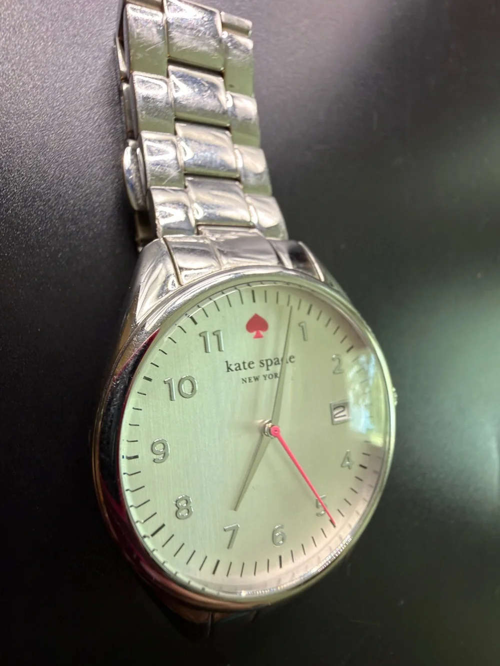 KATE SPADE SEAPORT GRAND SILVER DIAL STAINLESS STEEL WATCH DESIGNER STATEMENT